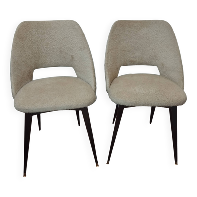 Chaises vintage moumoute beige