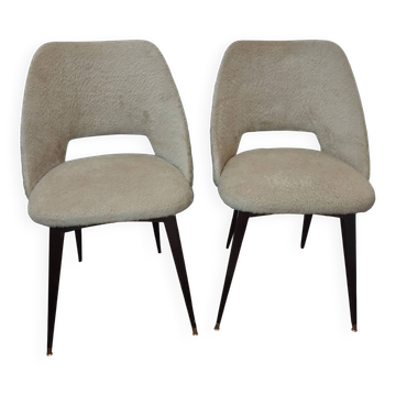 Chaises vintage moumoute beige