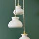 Vintage triple suspension lampshade in white opaline.