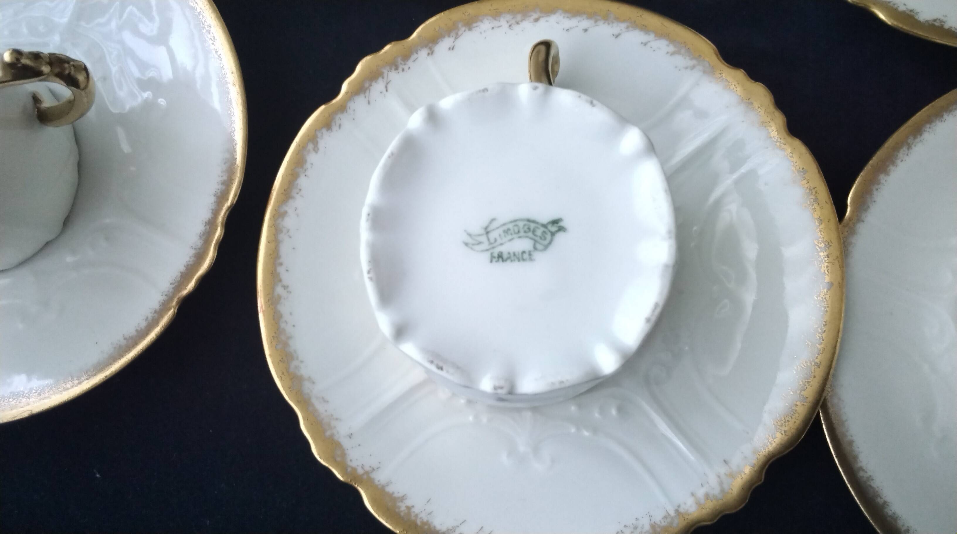 6 antique coffee cups in Limoges porcelain