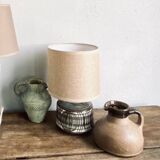 Earthenware lamp, braided fabric cable, 70s