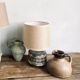 Earthenware lamp, braided fabric cable, 70s