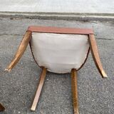 4 art deco chairs in solid wood and brown leather, 1930