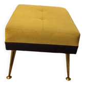 old footrest/pouf 4 brass compass legs 60s