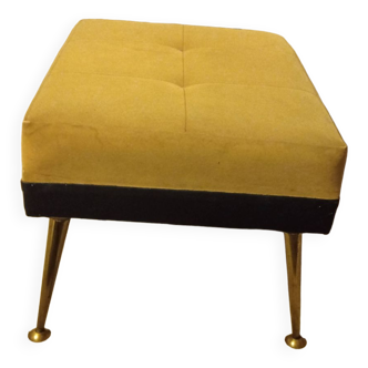 ancien repose pied/ pouf 4 pieds  compas laiton années 60