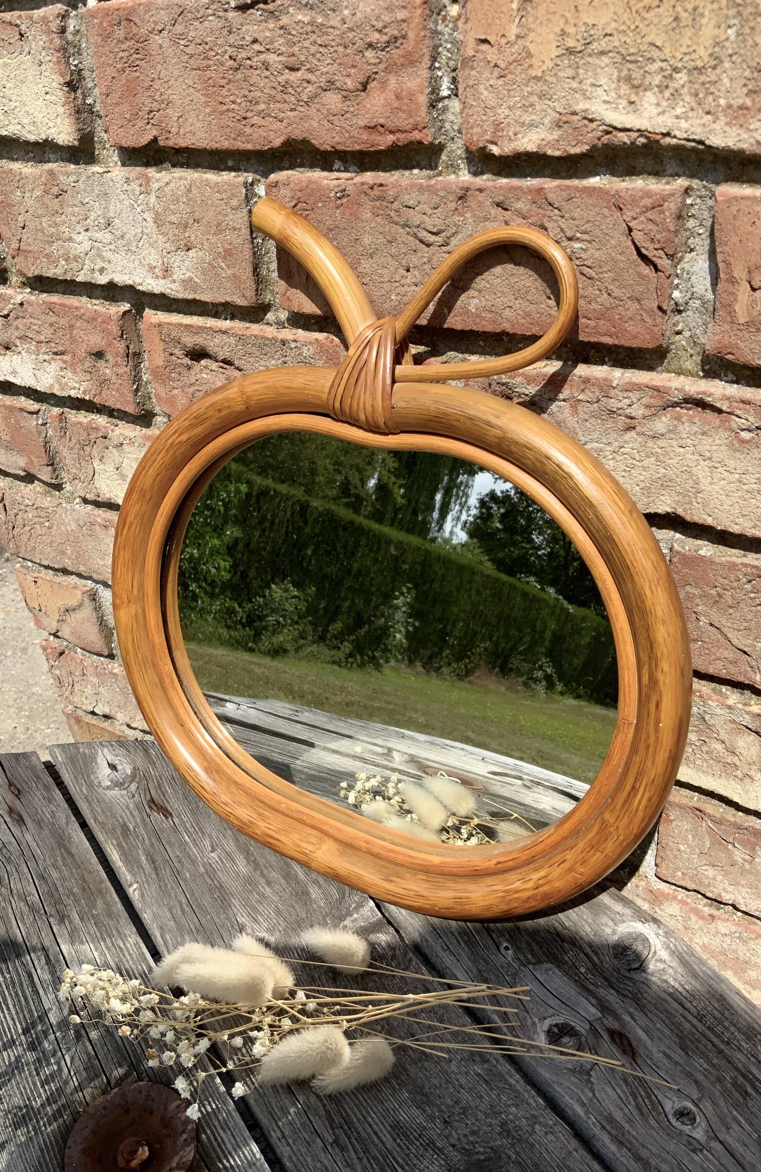 Miroir rotin pomme vintage