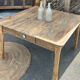 Large square antique farmhouse table in raw solid oak with 1 drawer.