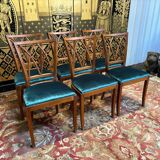 6 cherry wood chairs with openwork backs