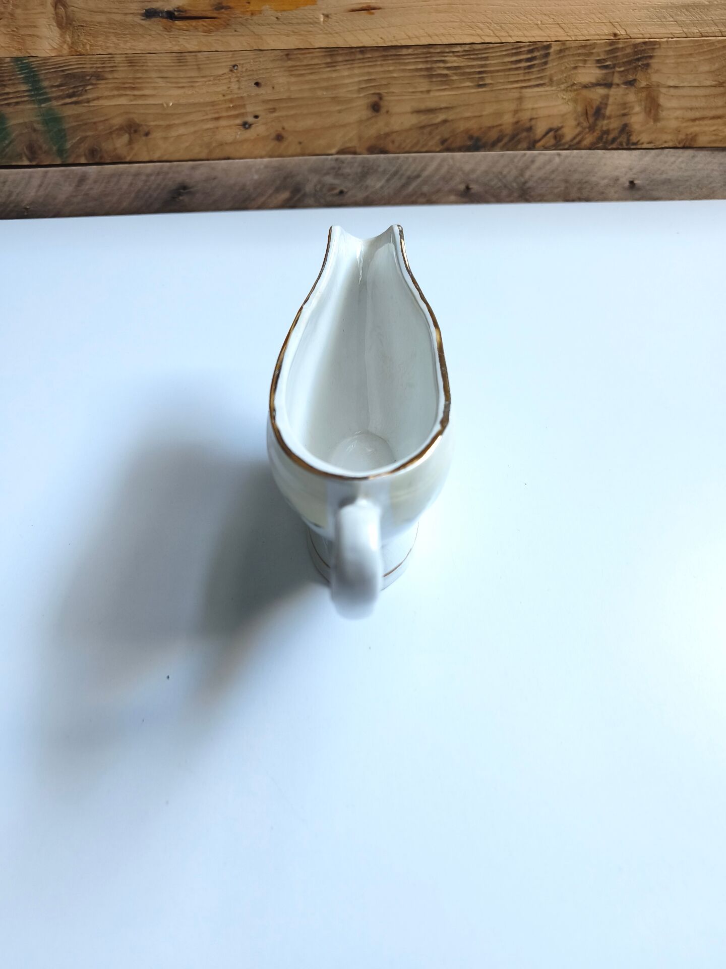 Vintage sauce boat L'Amandinoise model Paola white cream flowers