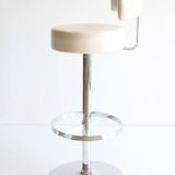 Chrome bar stool in white skai, 1960s.