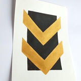 Abstract painting with gold supremacist style