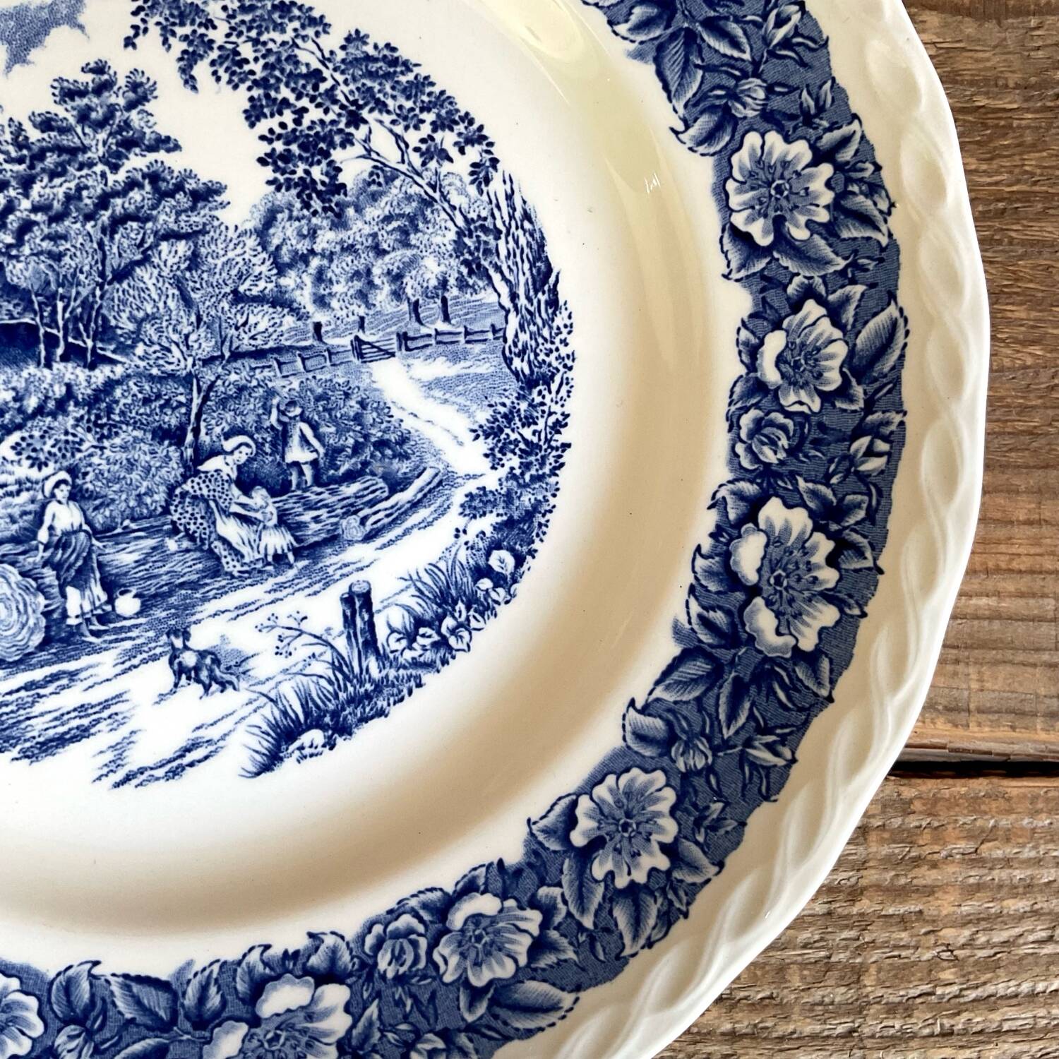 6 Staffordshire England “countryside” dinner plates