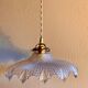 Suspension Holophane verre diamant vintage