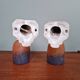 Pair of Art Deco wall sconces in multicoloured porcelain and frosted glass.