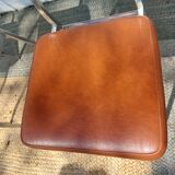 3 stainless steel tube chairs and faux leather, vintage