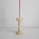 Vintage alabaster-style resin candlestick holder