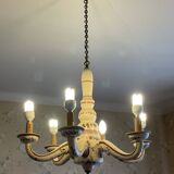 Lustre ancien en faience de l'est, à réelectrifier, vendu démonté circa 1930