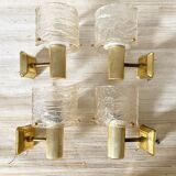 Set of 4 60s wall lights in champagne-colored resin