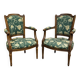 Pair of Louis XVI style armchairs in beech from the 19th century.
