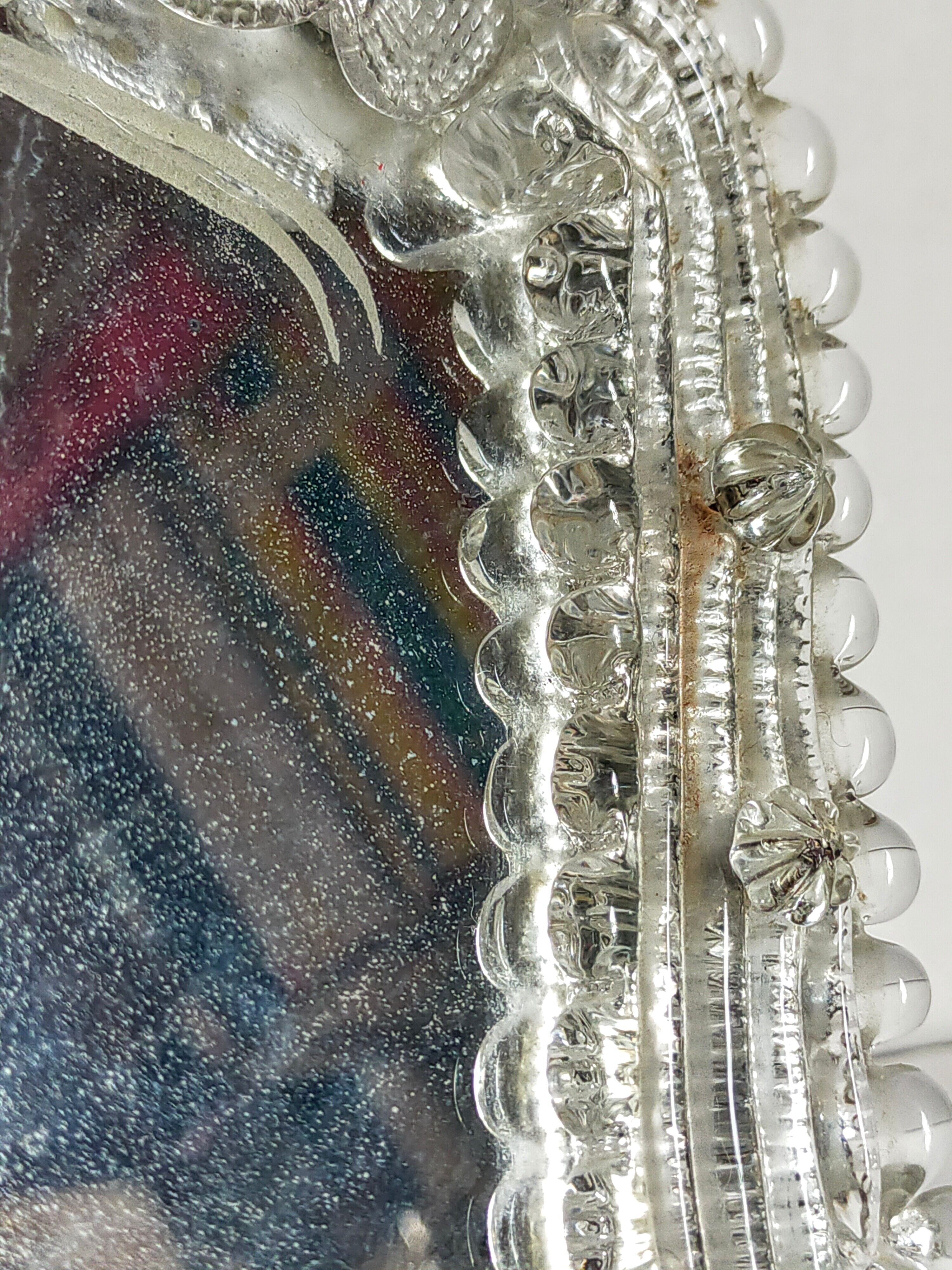 Venetian mirror 22cm X 24 cm Murano glass to pose 50s