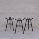 Set of Three Stained Blackened Mid-Century 'Marbella' Bar Stools