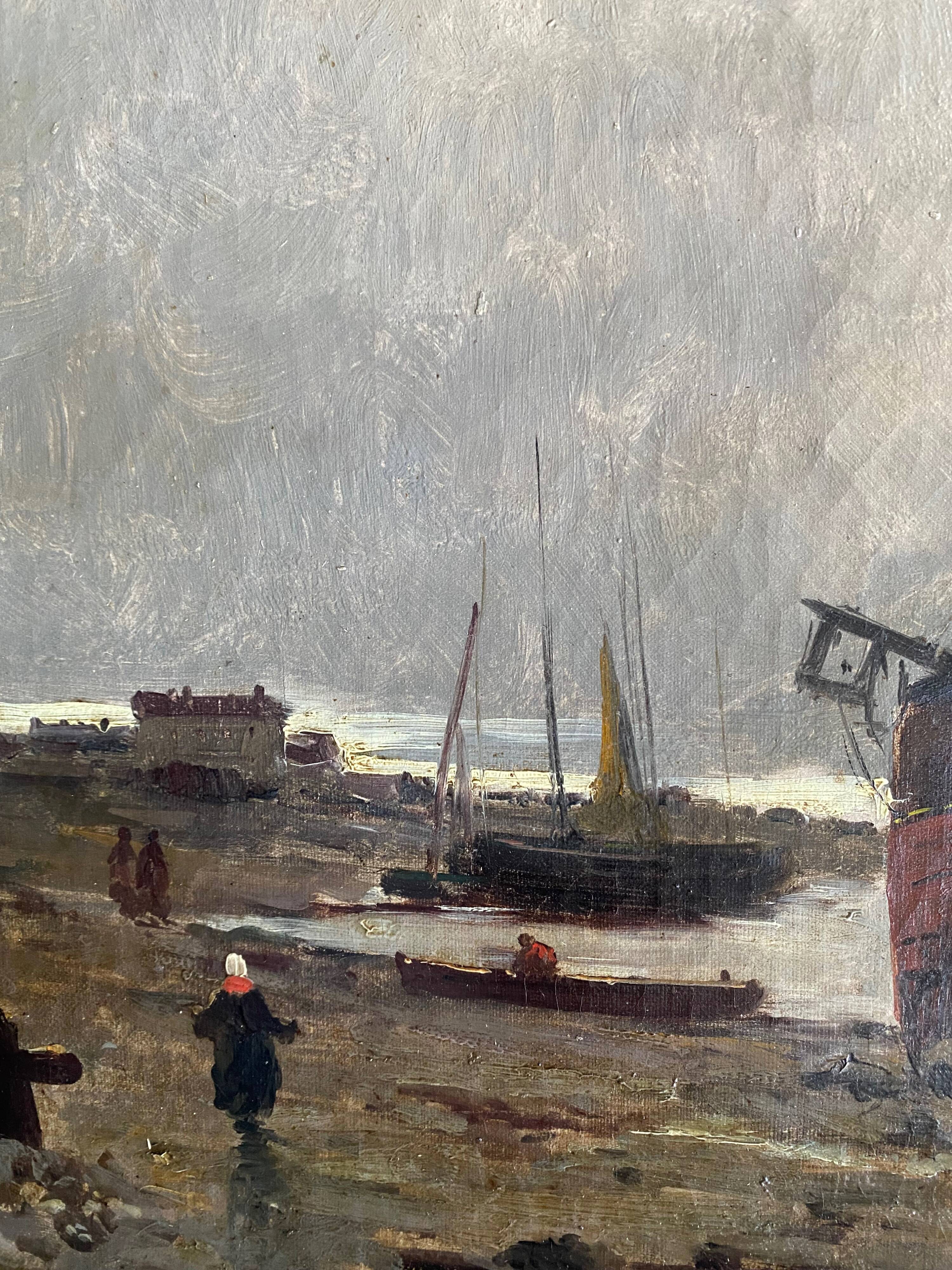 Table HST full XIX° "Boats at low tide" Honoré Nafraicheur