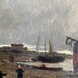 Table HST full XIX° "Boats at low tide" Honoré Nafraicheur