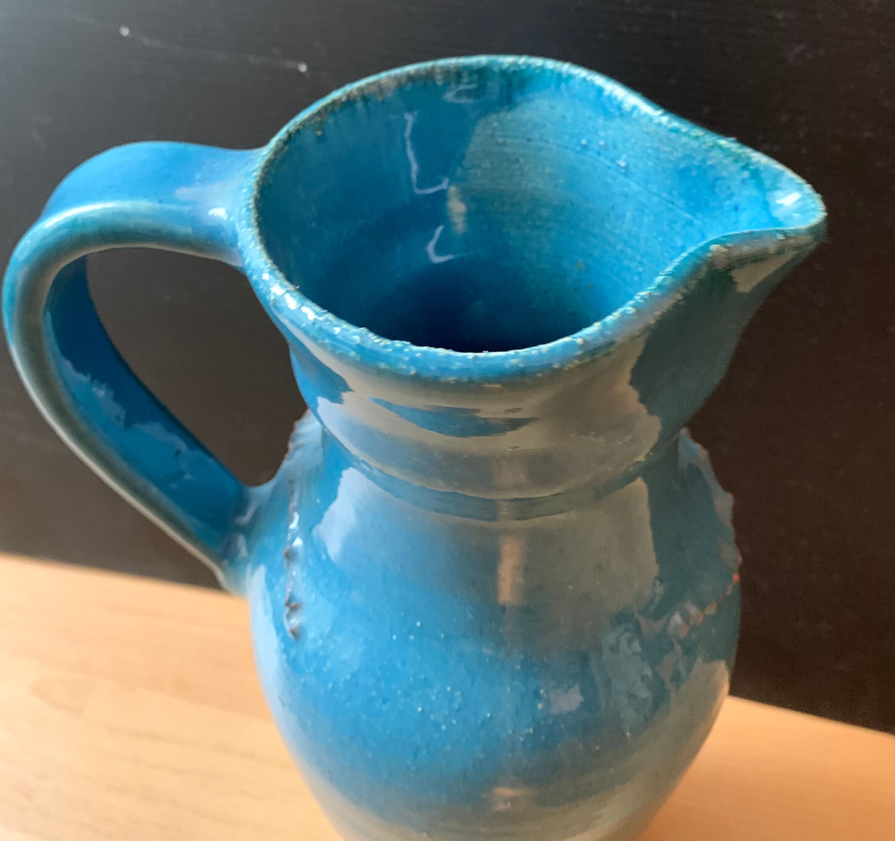 Large pitcher blue enamelle ceramic vase
