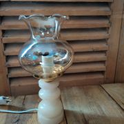 Original bedside desk lamp Alabaster Globe tulip vintage antique glass