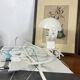 Small mushroom clip lamp Sarlam white plastic vintage night light