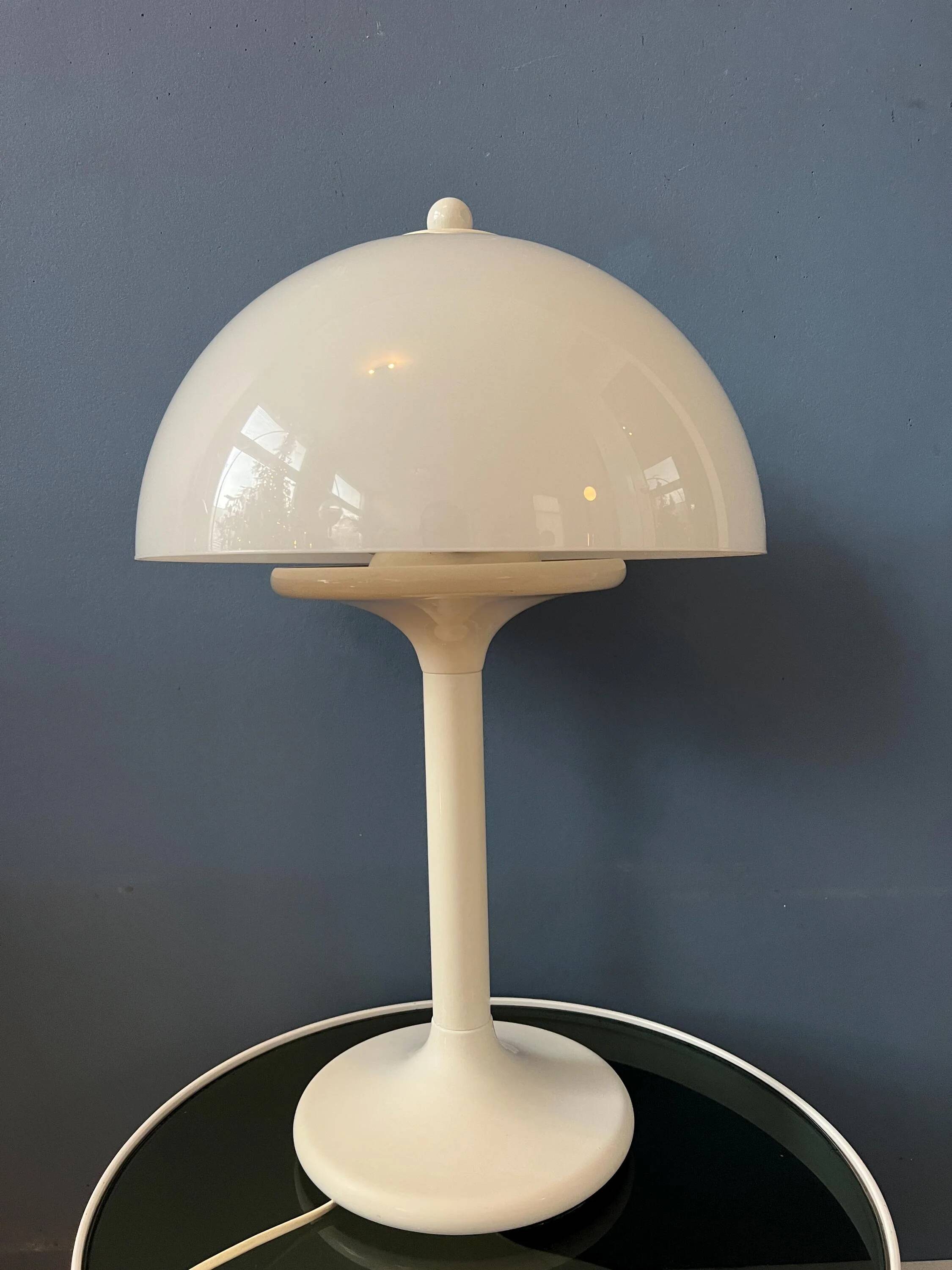 Vintage white Space Age Dijkstra mushroom table lamp