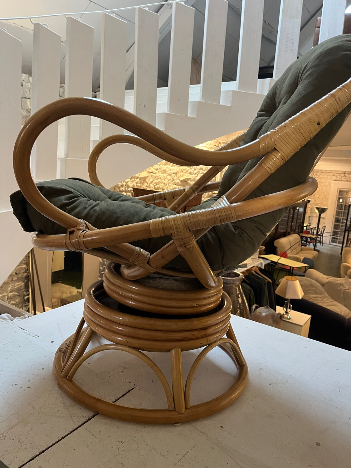Pair of rattan armchairs