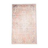 Soft Pastel Orange Wool Vintage Rug