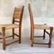 Pair of straw and solid oak chairs