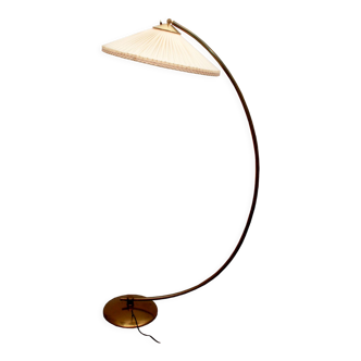 1950s floor lamp in brass with plisée lampshade