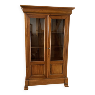 Bibliothèque vitrine en bois massif