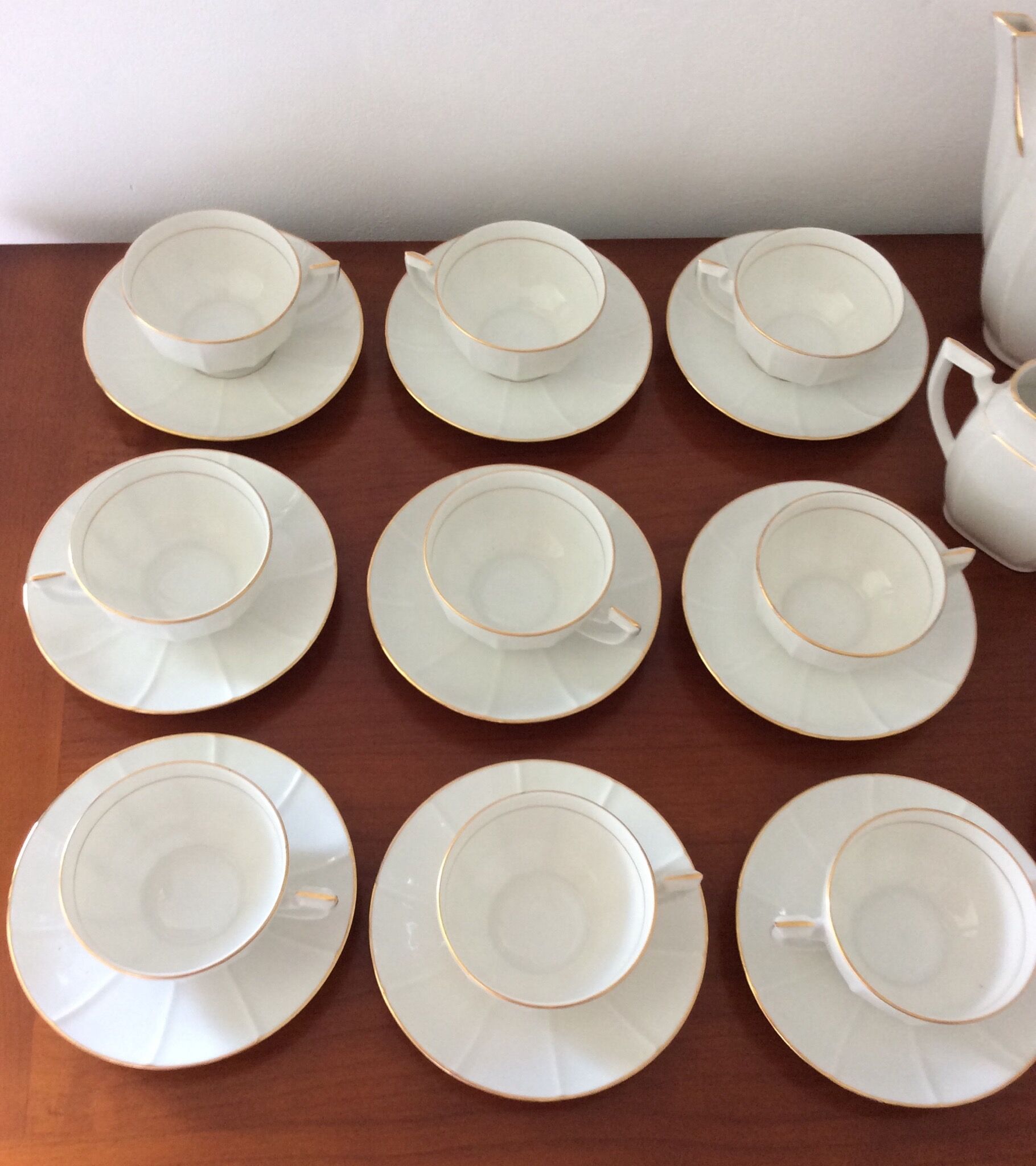 Service à café porcelaine M&S Fabriqué en Berry avec pâte de Limoges Art déco