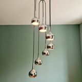 Large chrome-plated metal waterfall chandelier, Hans-Agne Jakobsson, 1960-70