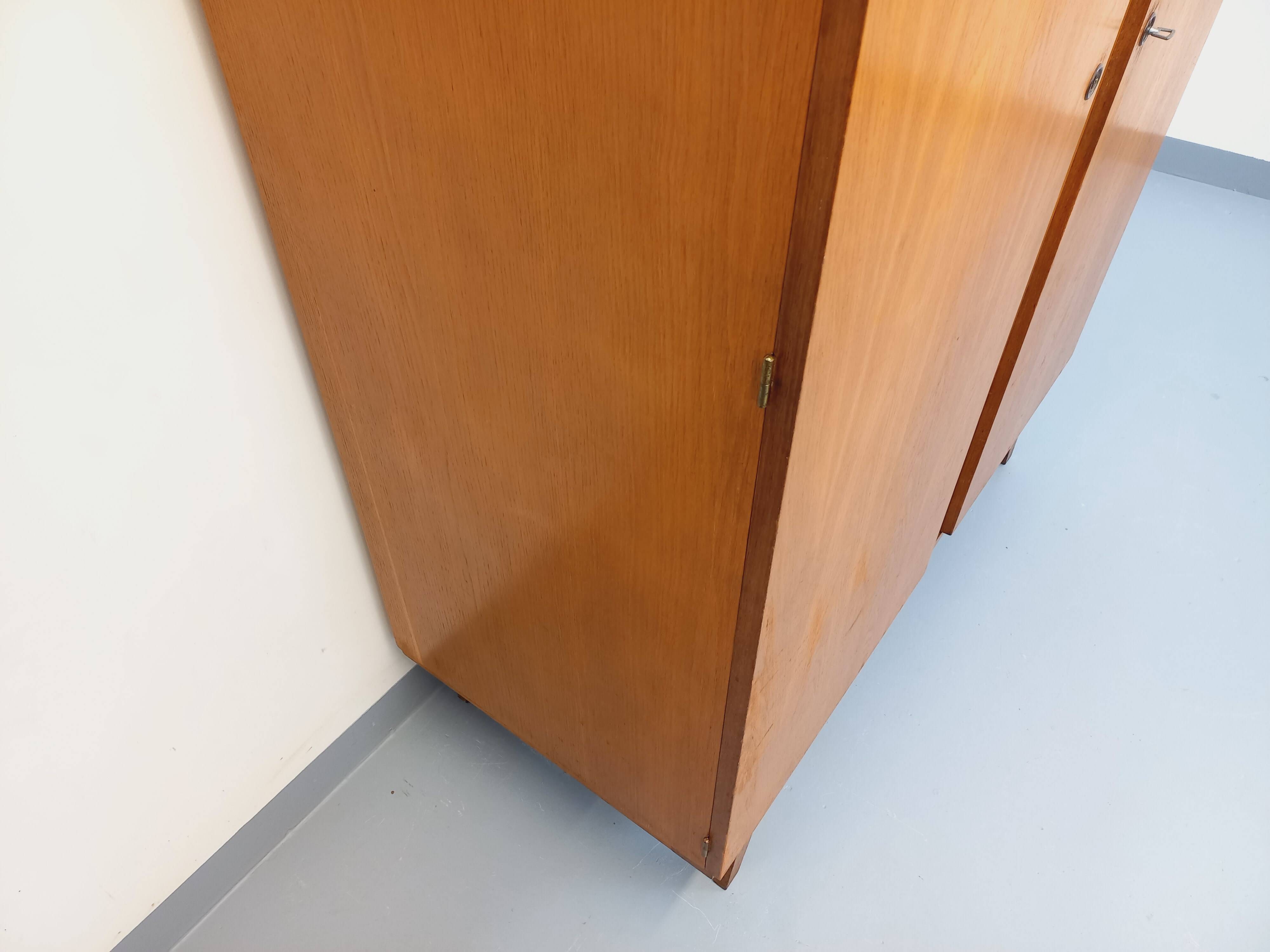 Vintage oak wardrobe from the 1960s.