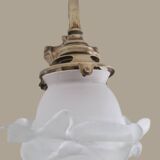 Art Nouveau wall light in gilded bronze - Frosted glass tulip - Period 1900