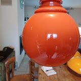 Vintage Opaline Orange and White Pendant Lamp
