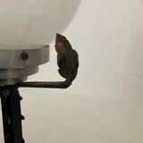 Lampe art nouveau art déco en fer forgé globe blanc