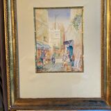Watercolor old framed XlX, orientalist, signed louis lartigau