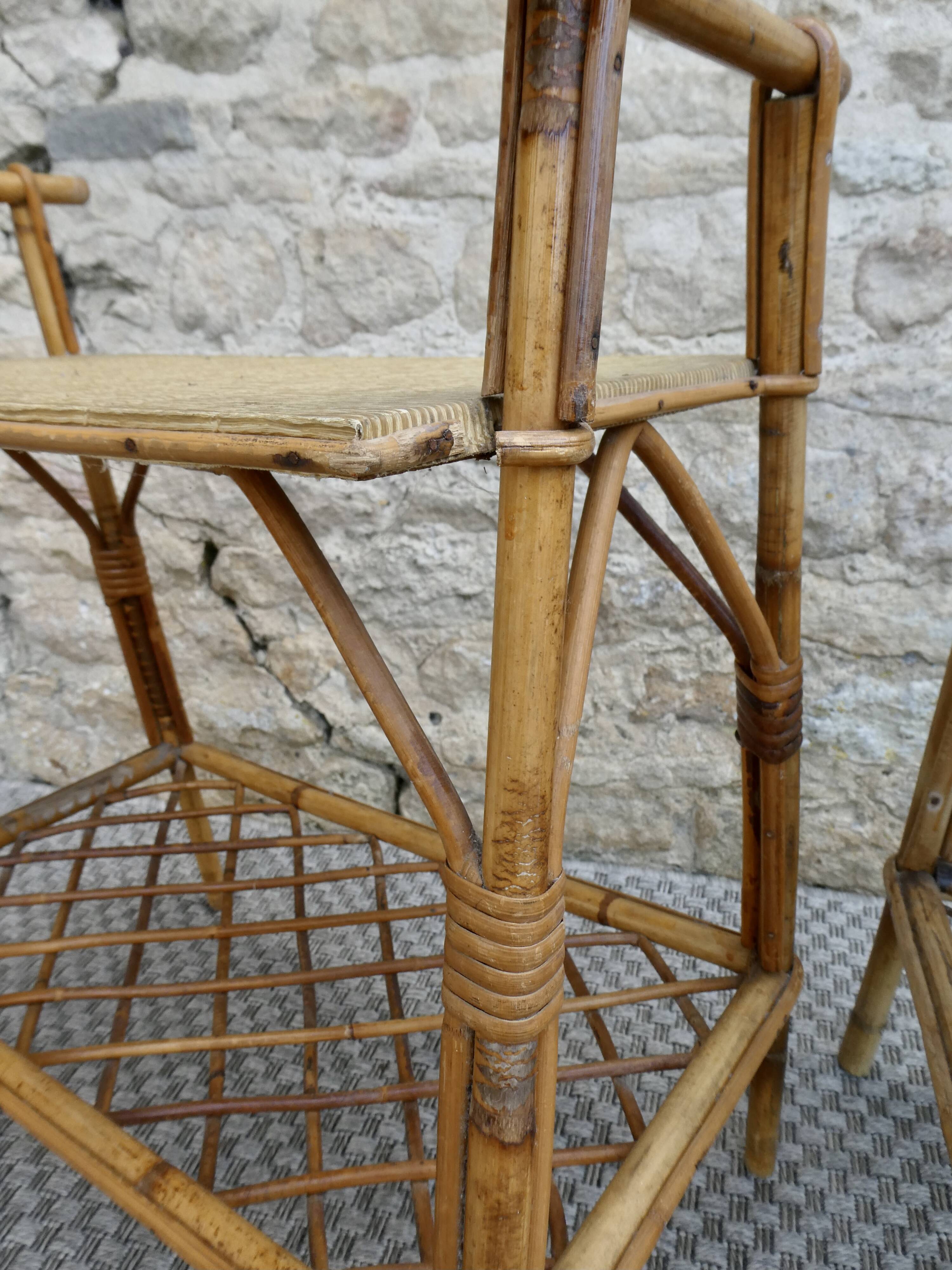 Pair of rattan bedside tables, 1960s-70s