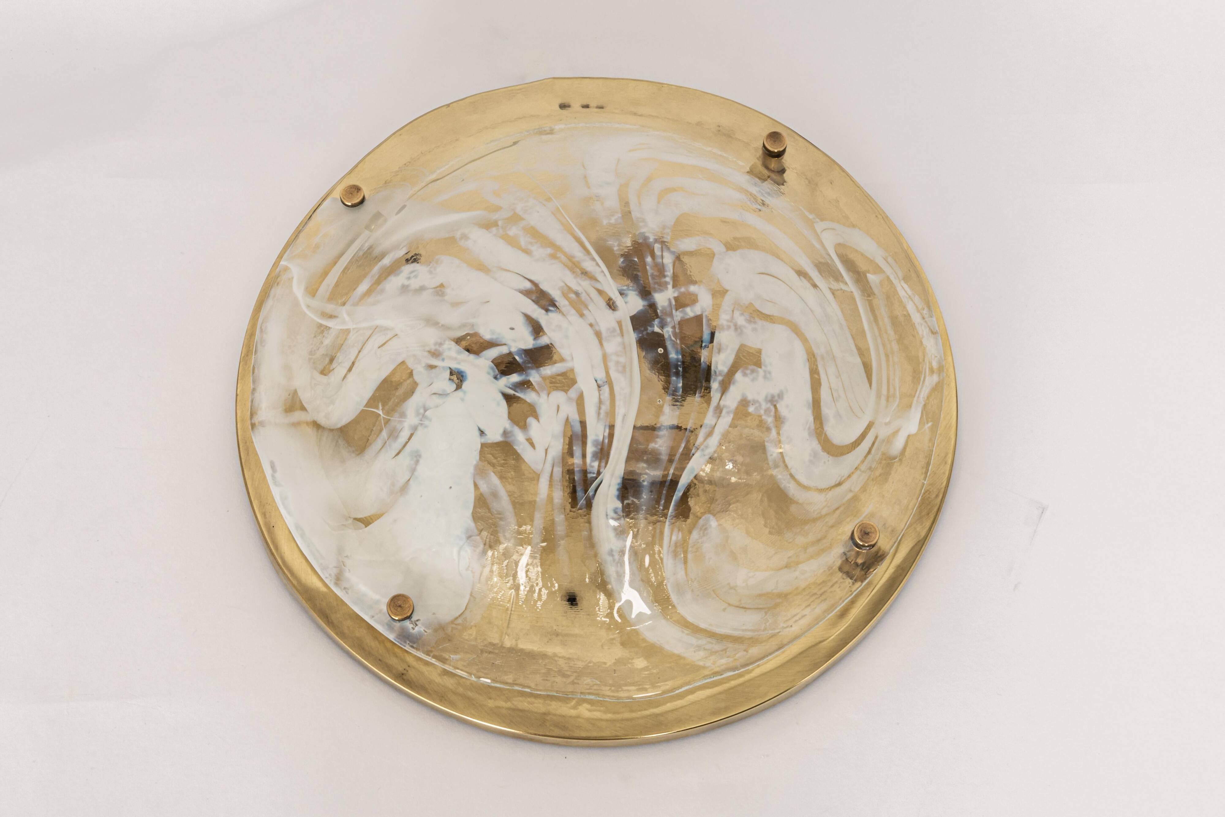 Large brass and Murano ceiling light by Hillebrand, Germany, 1970s.