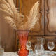 Bohemian red crystal vase decorated with vine leaves, 19th century