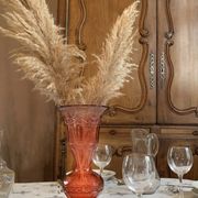 Bohemian red crystal vase decorated with vine leaves, 19th century