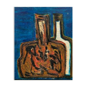 Still life painting with bottles 20th century