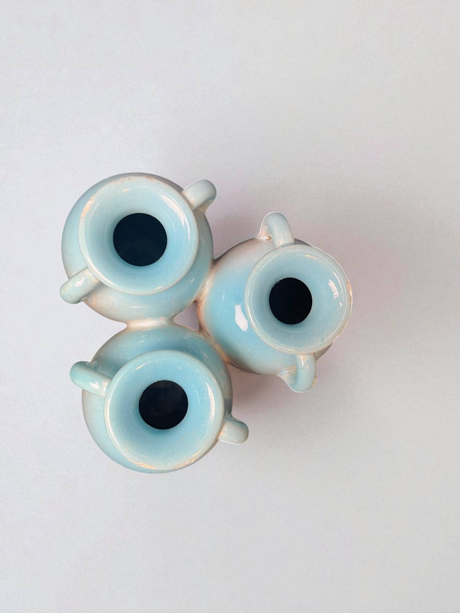 Art Nouveau, small triple amphora vase, glazed earthenware, Massier, circa 1900