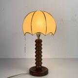 French modernist wood turned mushroom cocoon table lamp, 1950s